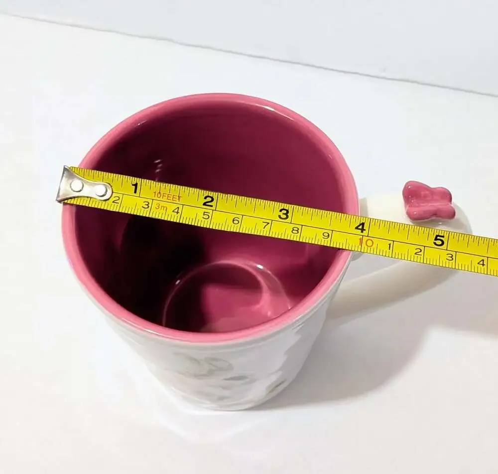 Pier 1 Easter Bunny Mug with Butterfly on Handle and Pink Interior